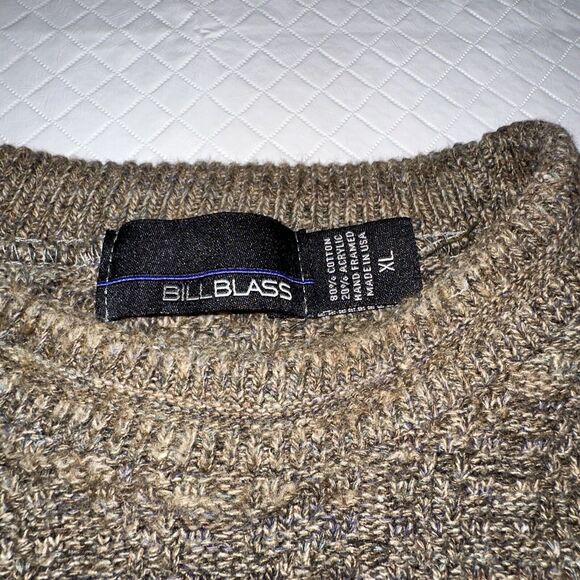 Vtg Bill Blass Crew Neck Knit Ribbed Sweater Mens Size XL Brown USA Made Grandpa - Picture 3 of 9